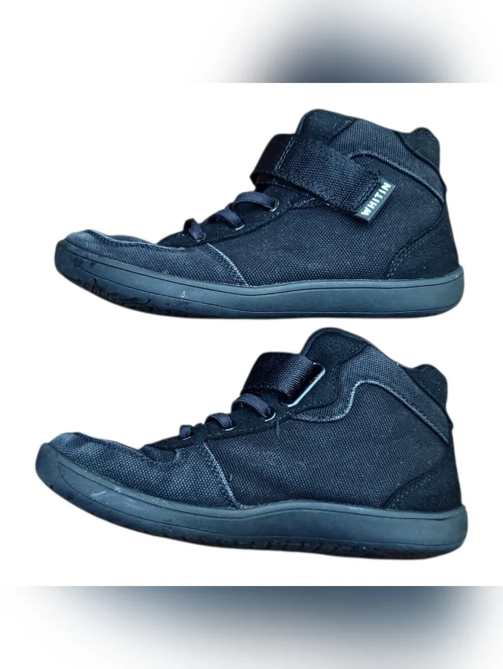 Whitin Black High Top Wide Toe Box Sneakers Black Unisex Kids 33 US 2 Minimalist